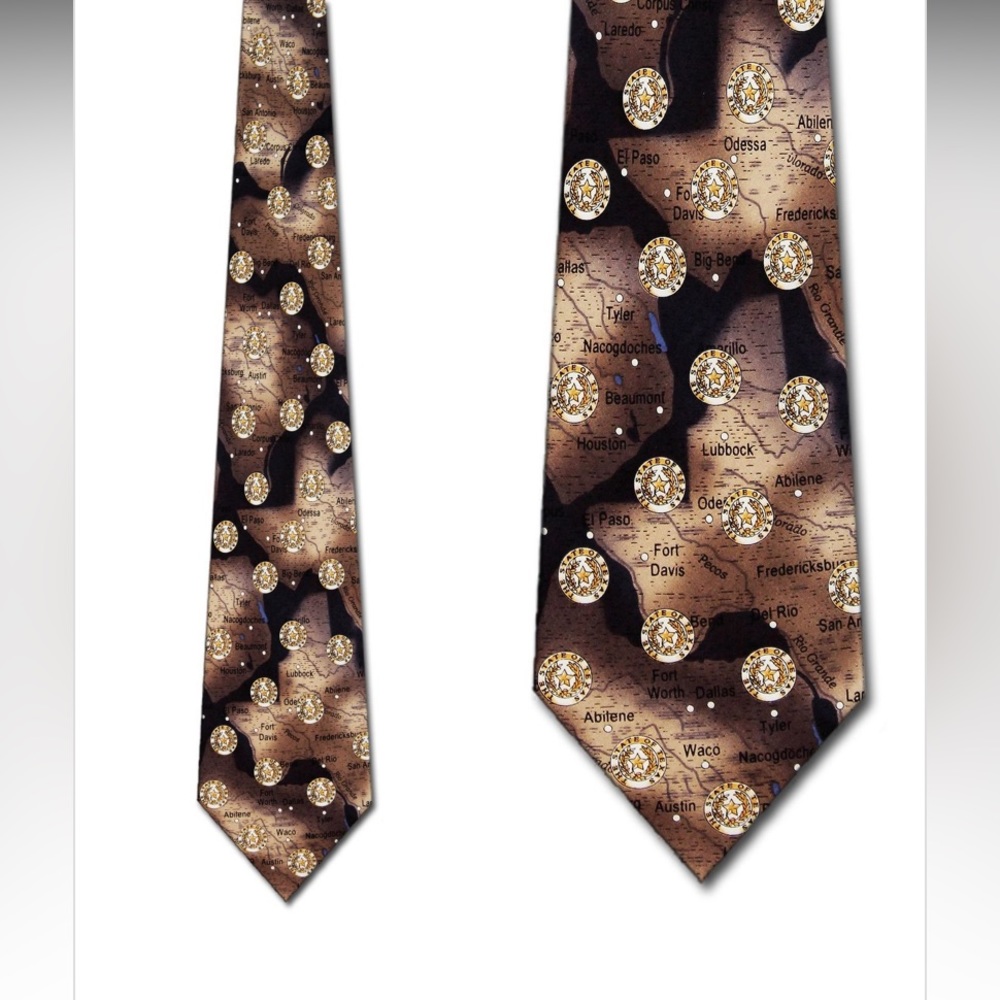 Texas City Map Tie Necktie - 100% silk